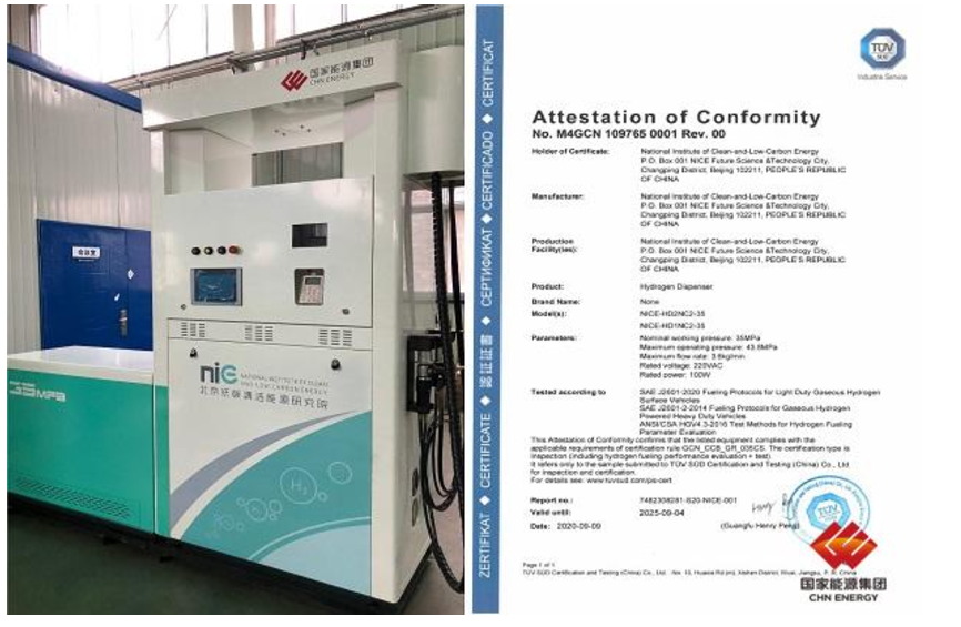NICE Obtains Attestation of Conformity for Its 35MPa Hydrogen Dispenser-1