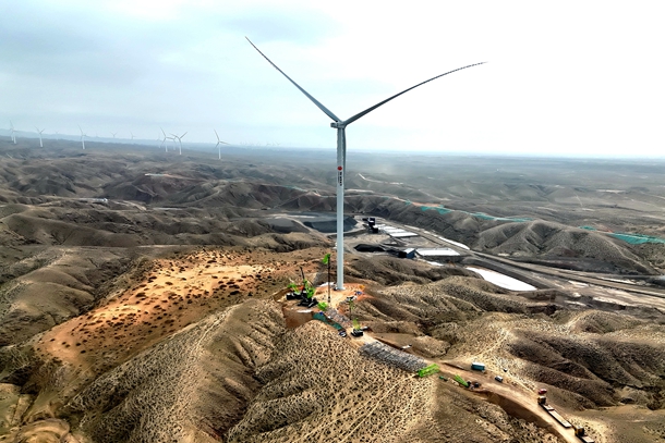 全国首个吉瓦级“沙戈荒”风光同场项目首吊完成-1